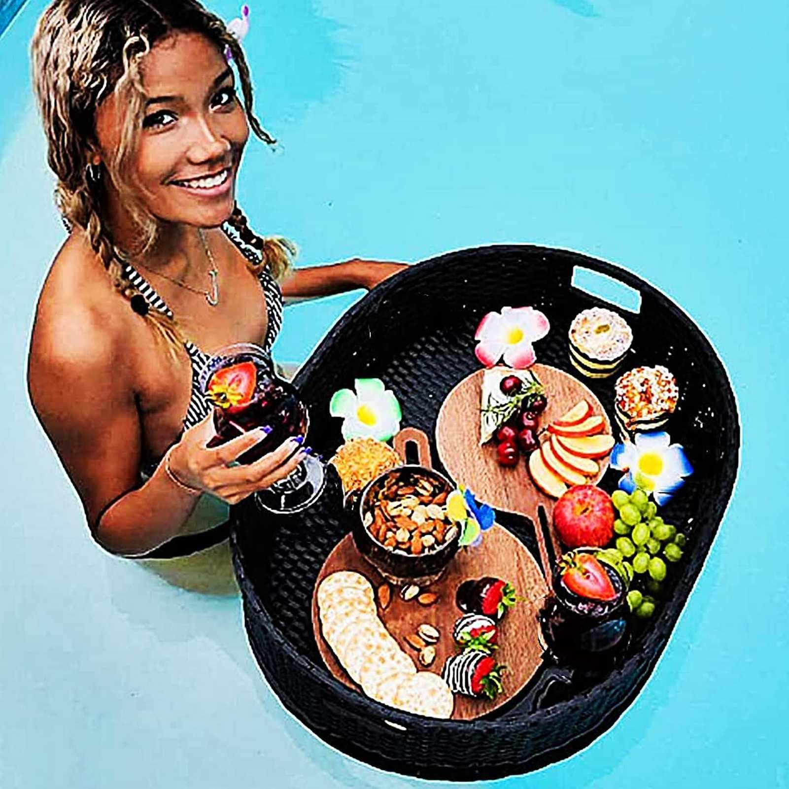 Swimming pool floating bar, Swimming Pool Floats(Black,60X45X15CM)