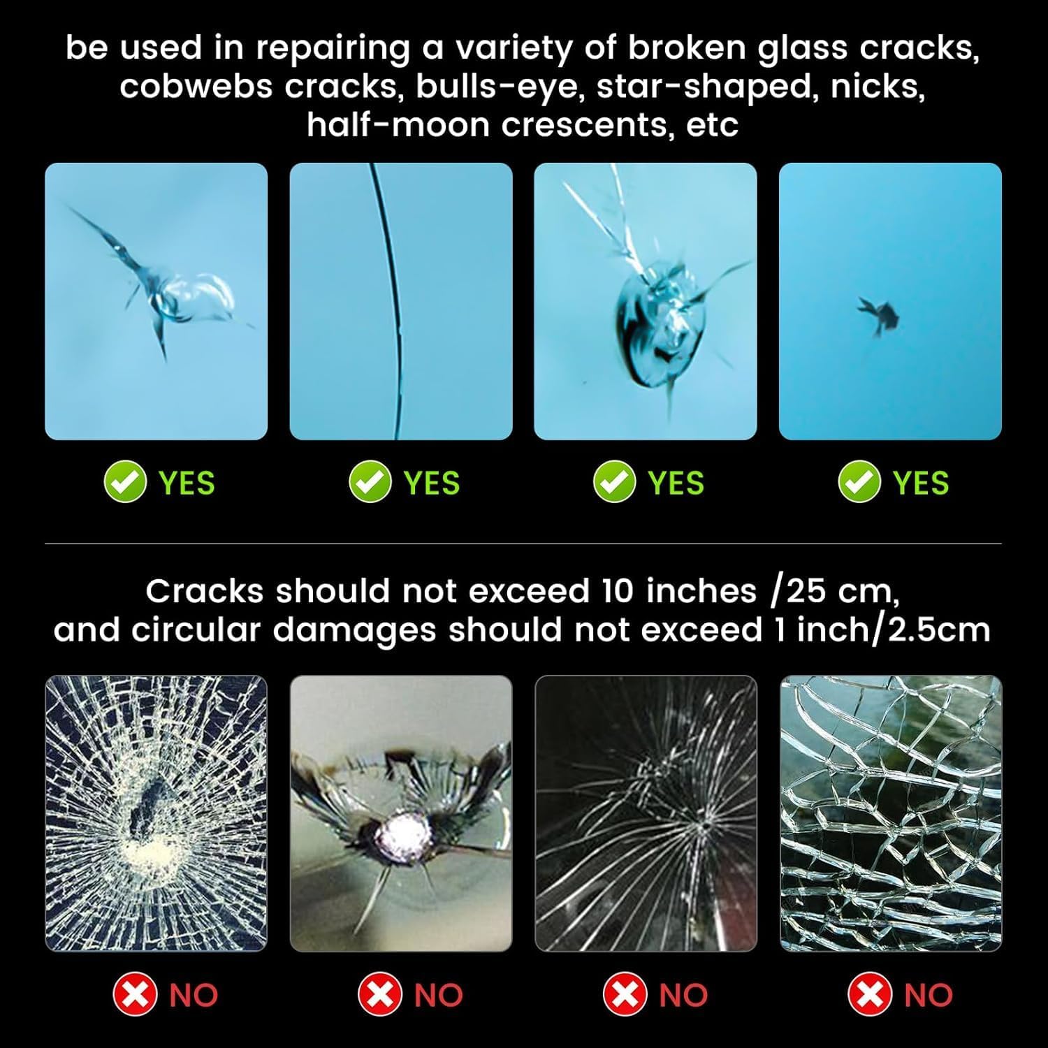 Windshield Repair kit, DIY Glass Cracked Repair Kits, Easy to Use Automotive Glass Nano Repair Fluid, Scratch Chip Cracks Repair Kit (2 Pack) (Black) - Image 4