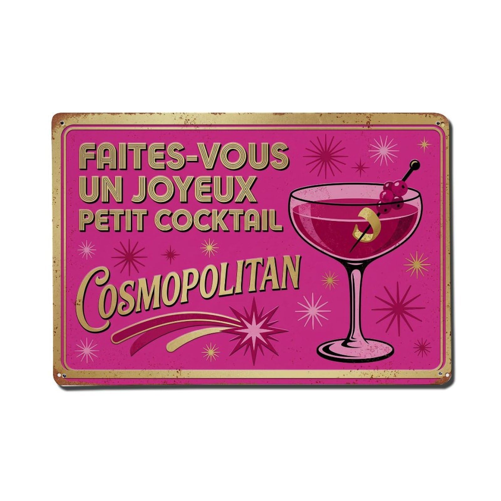 Cosmopolitan Festive Gathering Metal Tin Sign Plaque Wall Decor for Cafe, Club Bar, Office, Home Garden Metal Poster 8x12Inch