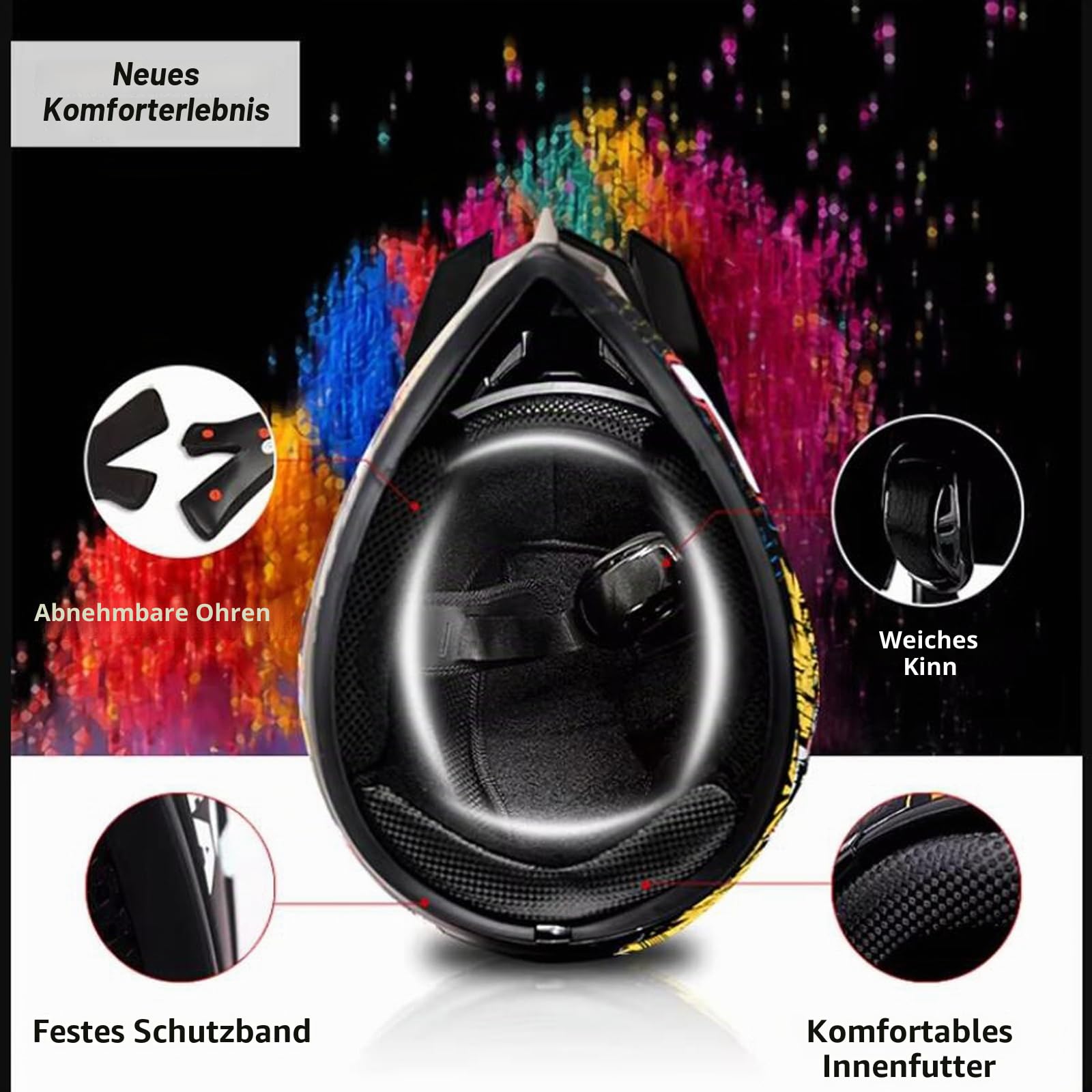 Kinder Motorradhelm,Jugend Offroad-Helme,Downhill Fullface Motocross Helm,MTB ATV MX-Helme,Crosshelme Motorradhelme,Fullface Helm MTB Mit Brille Handschuhe(B,XL(58~59cm))