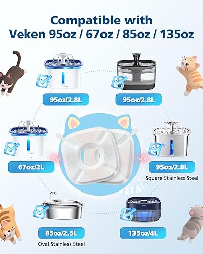 Miniatura 3 de 50 filtros de fuente de agua para gatos Veken de 95 onzas2.8 L, 67 onzas, 85 onzas, 135 onzas, fuente de agua para perros, dispensador automático de