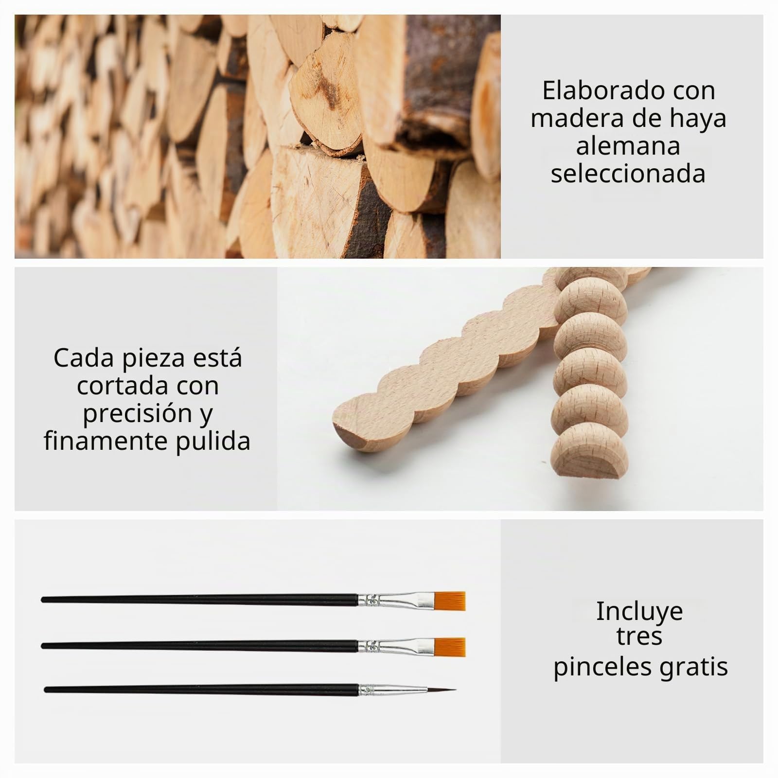 12 Piezas Molduras de Madera con Perlas, Madera de Haya sin Tratar, 40 × 1,4 × 0,7 cm, Listones Decorativos para DIY, Marcos, Pared, Muebles, Puertas y Ventanas (Pintable, Madera Natural)