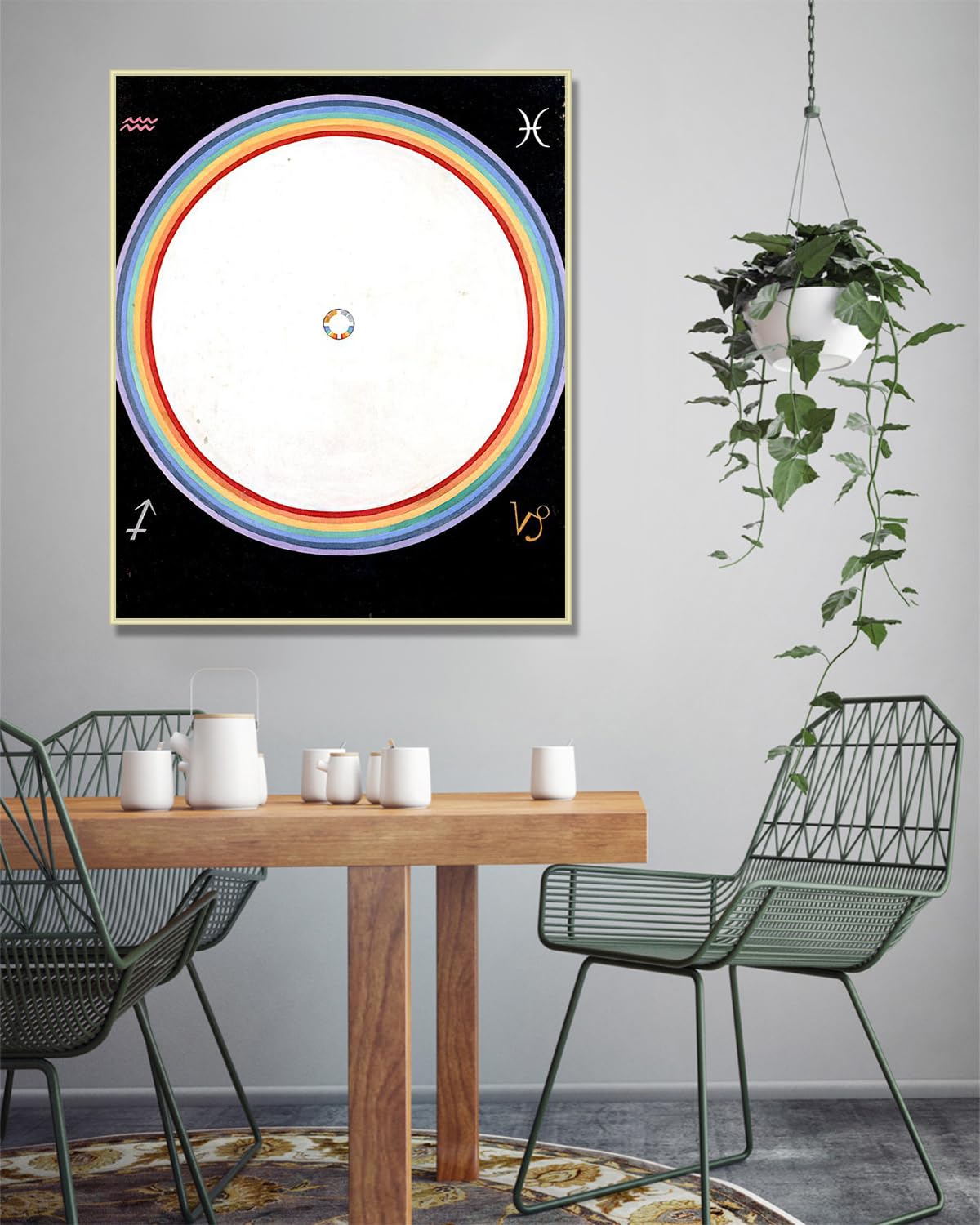 NHLDZYH Rama szampana. Słynne wydruki artystyczne, (Gołąb, nr 14) autorstwa Hilma af Klint, abstrakcyjna sztuka współczesna, obrazy na płótnie do dekoracji domu. 30 x 36 cm
