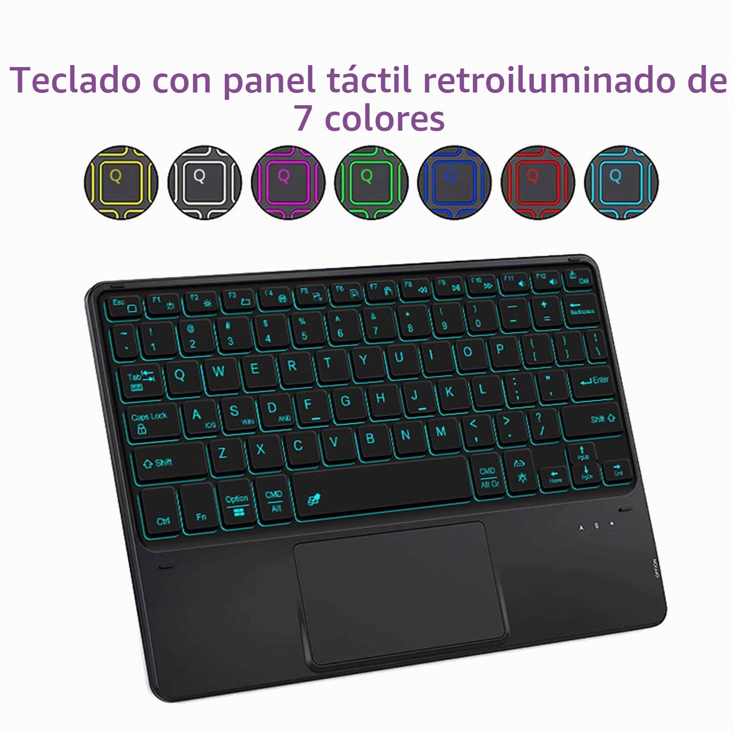 Funda con Teclado para Microsoft Surface Pro 7 Plus/Pro 7/ Pro 6/ Pro 5/ Pro 4 De 12,3 Pulgadas Tableta, Panel Táctil Retroiluminado De 7 Colores, Teclado Inalámbrico Desmontable con Ratón