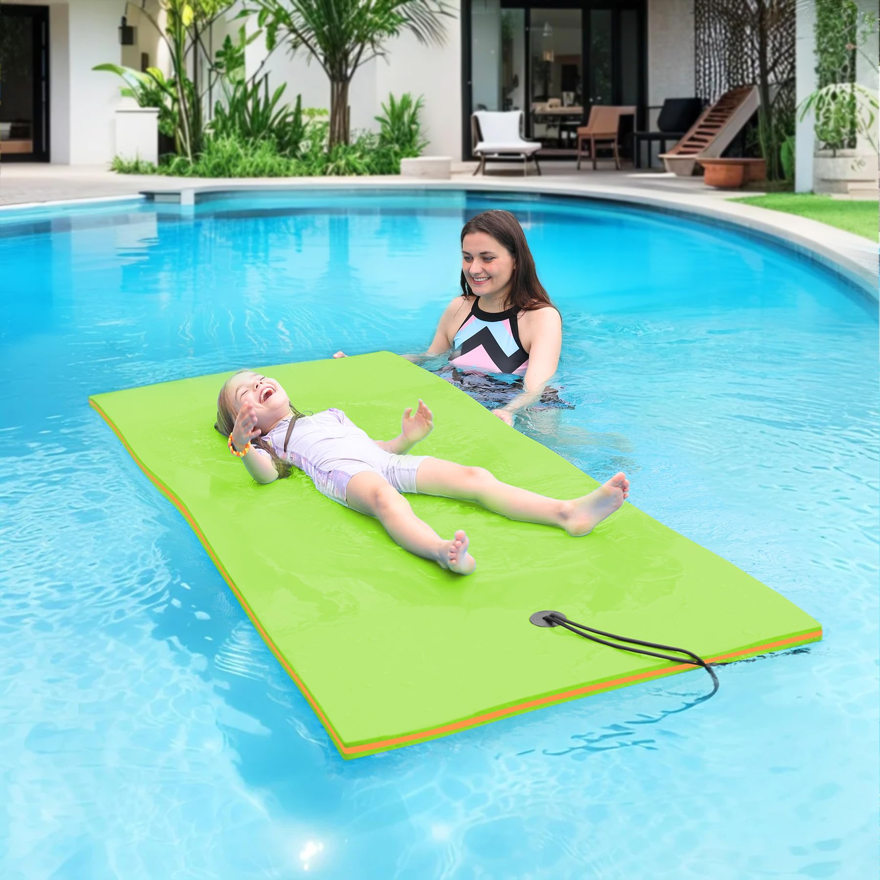 WARMOUNTS Lily Pad Floating Mat, 7'/8'/9'/13'/15.5' Floating Mat, 3-Layer Tear-Resistant XPE Foam Floating Water Mat for Water Recreation, Lake, Pool, River, Ocean, Boat, Suitable for Adults and Kids