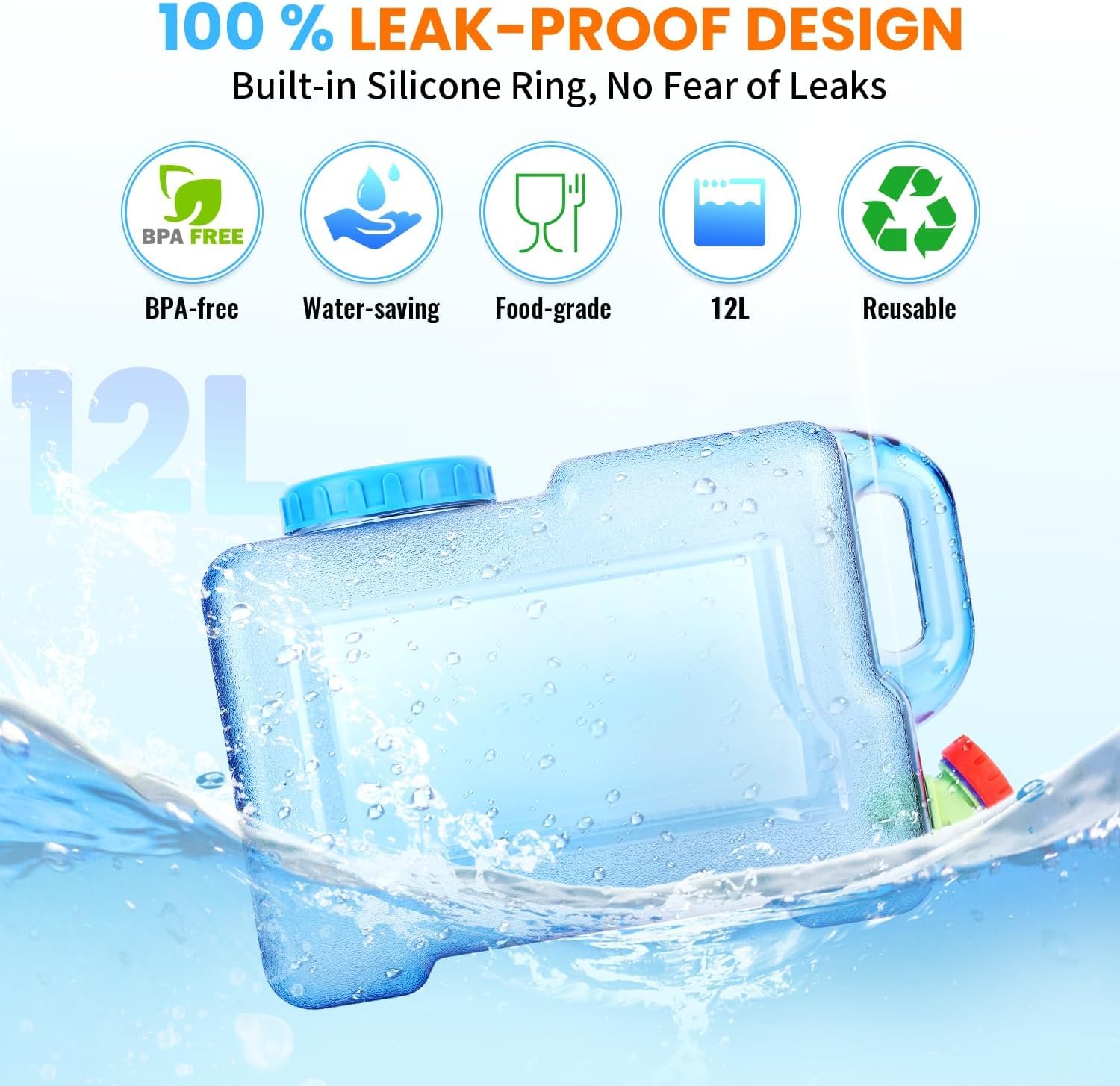 Reservoir Eau Camping Car Portable Bidon d'eau avec Poignée Jerrican Alimentaire avec Robinet