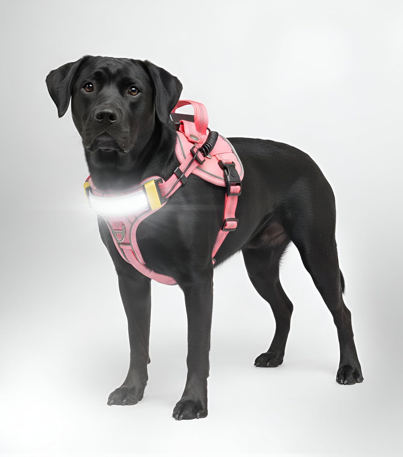 Lumi One LED Dog Harness for Night Visibility and Safety, Patent Pending – Light-Up Dog Vest, Reflective, Adjustable, Rechargeable, Durable, High-Visibility Pet Gear (Pink, Medium)