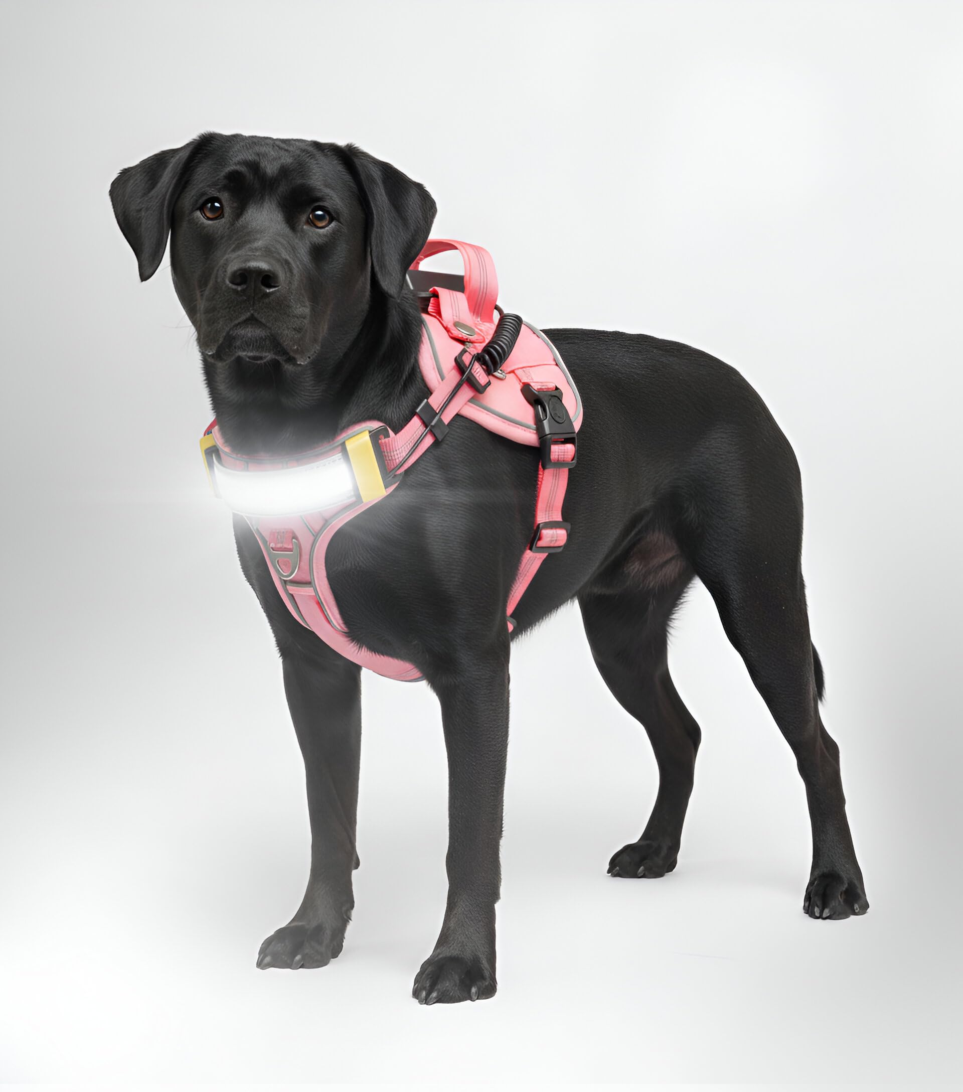 Lumi One LED Dog Harness for Visibility and Night Safety, Patent Pending, High Visibility Lighted Vest with 1000 Lumens LED, Rechargeable Battery, Adjustable Fit, Trim