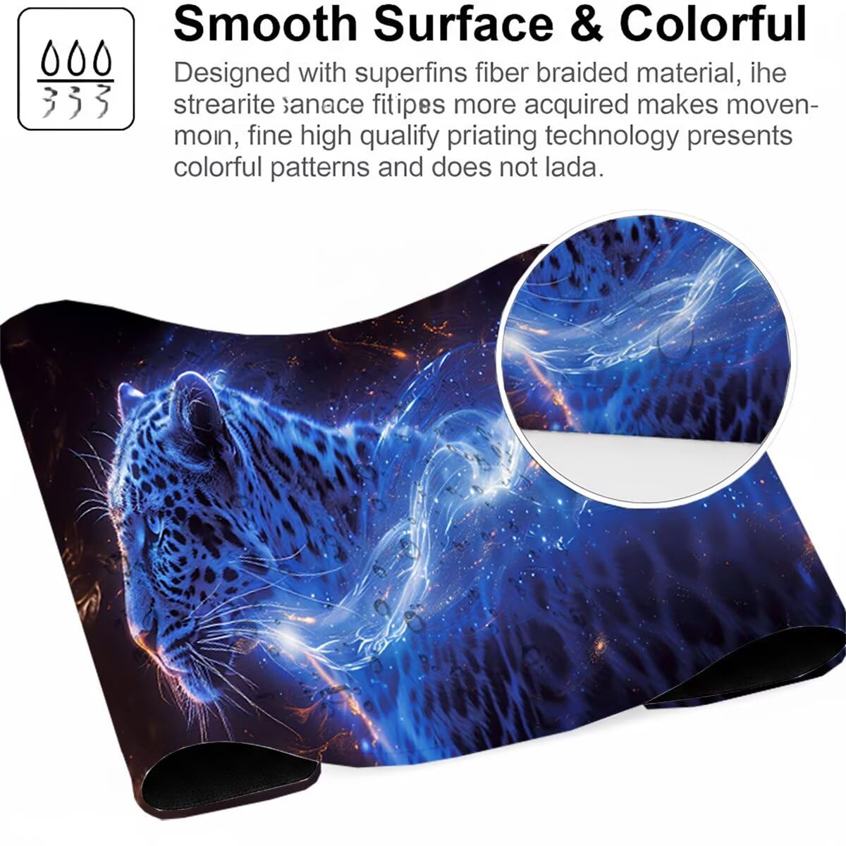 Tappetino per Mouse Gaming XXL 1200x600x3mm– Ufficio Mousepad Grande – Migliora la Velocità e la Precisione Tenuta Stabile Sottomano per Ufficio e Casa Accessori Scrivania Leopardo PjY12473 N-U