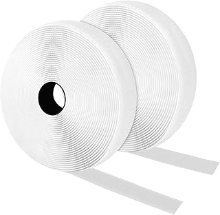 Hook and Loop Strip Tape, 8Meter x 20mm Double Sided Self Adhesive Hook and Loop Tape, Nylon Sticky Strip Heavy Duty Tape for Home, Office & DIY Crafts (White)