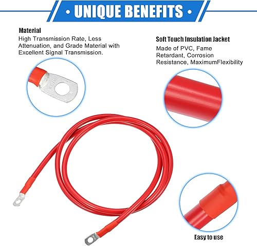 Miniatura 10 de 1 par de cables inversores de batería de cobre, calibre 6 AWG, cable de batería de 18 pulgadas, universal para automóvil, vehículo, RV, aplicación