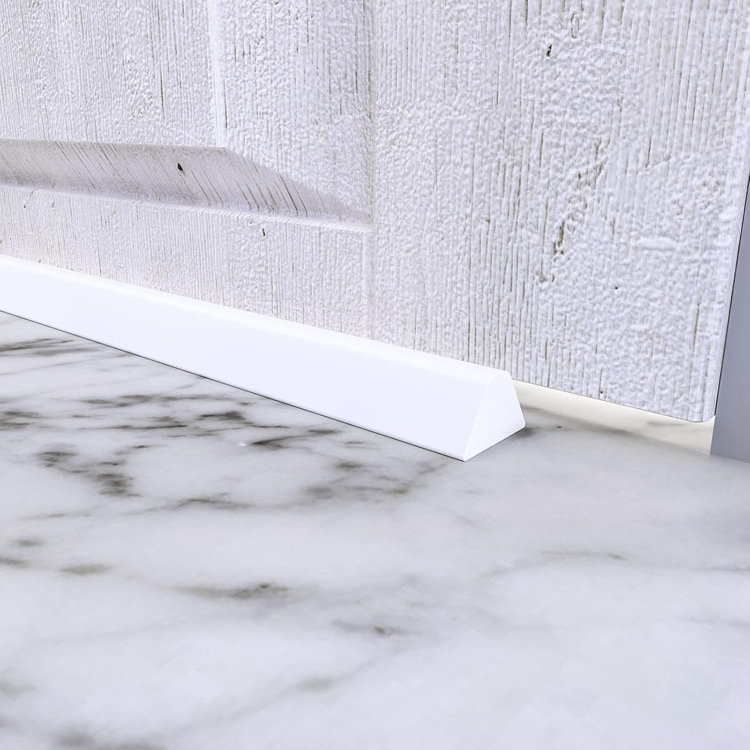 Tira de sellado plegable para plato de ducha, barrera de agua de silicona para baño y fregadero, borde de sellado impermeable, sellador de baño para separación húmeda/seca (blanco, 5 m)