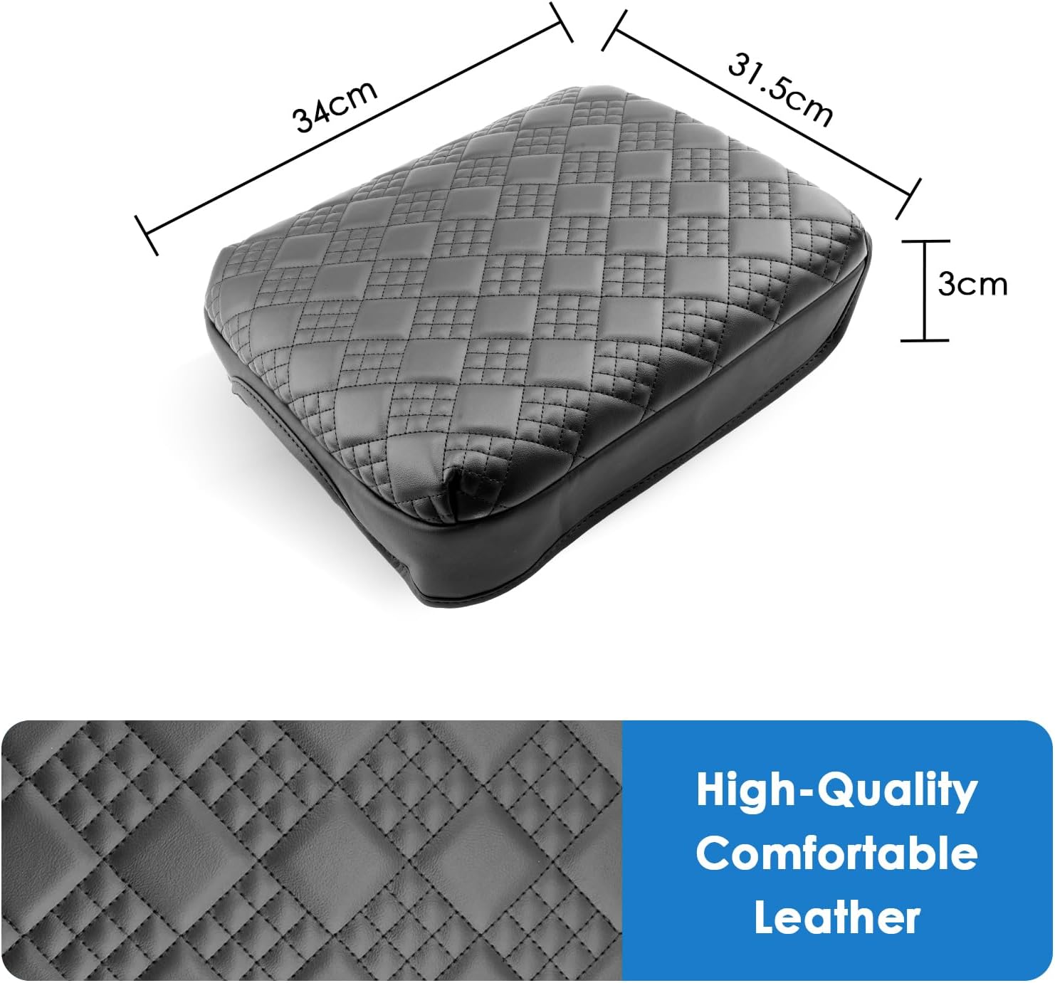 2023 2024 2025 2026 F250/F350/F450 Center Console Cover for Ford Super Duty Truck (XL/XLT/Lariat/King Ranch/Platinum), Cushion &Comfy Leather Armrest Cover 2026 2025 F-250 Accessories (Padded)
