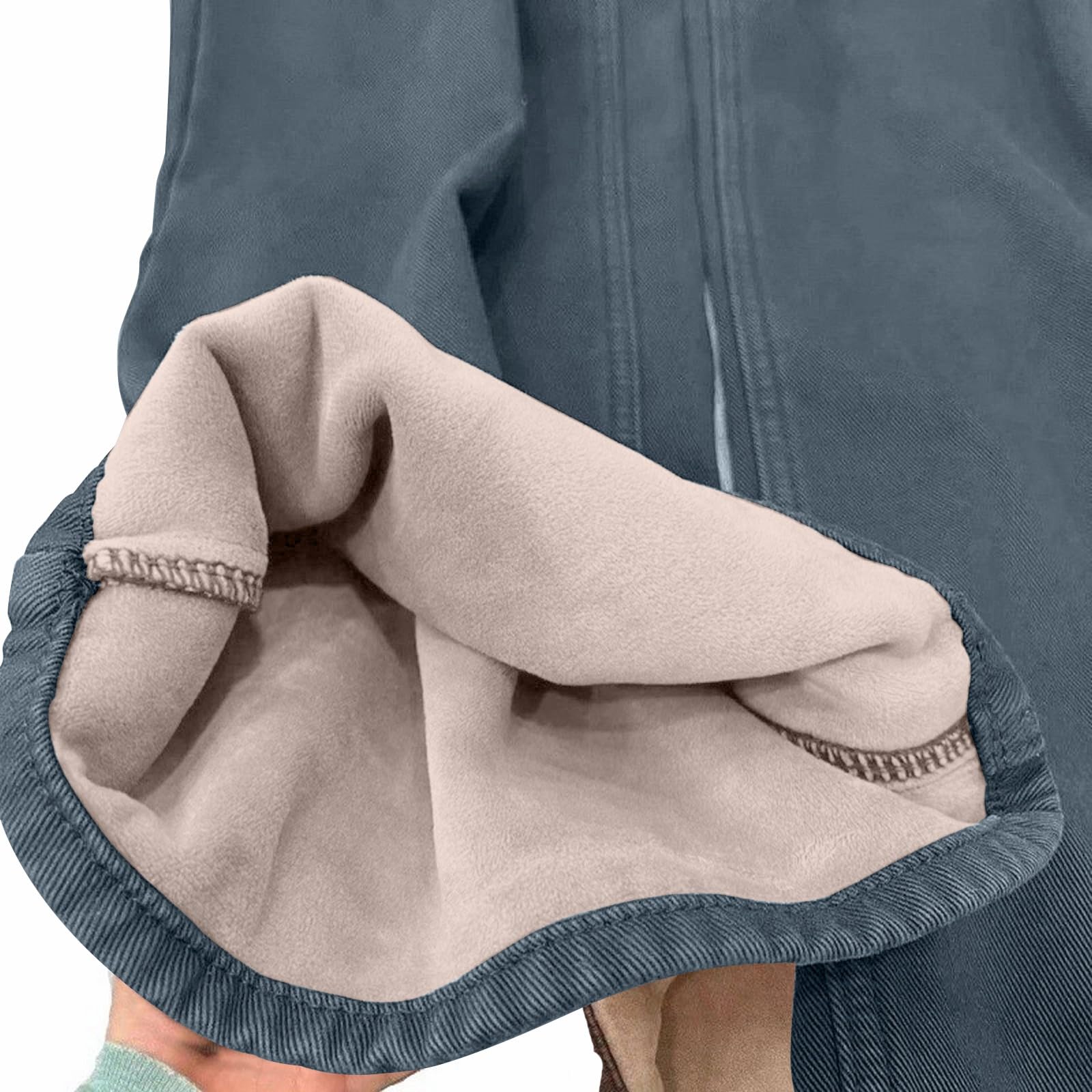 Generisch Pantalones vaqueros térmicos para mujer, forrados de invierno, pantalones térmicos para mujer, elásticos, pantalones largos de joggy, cintura alta, holgados, pierna recta, pantalones