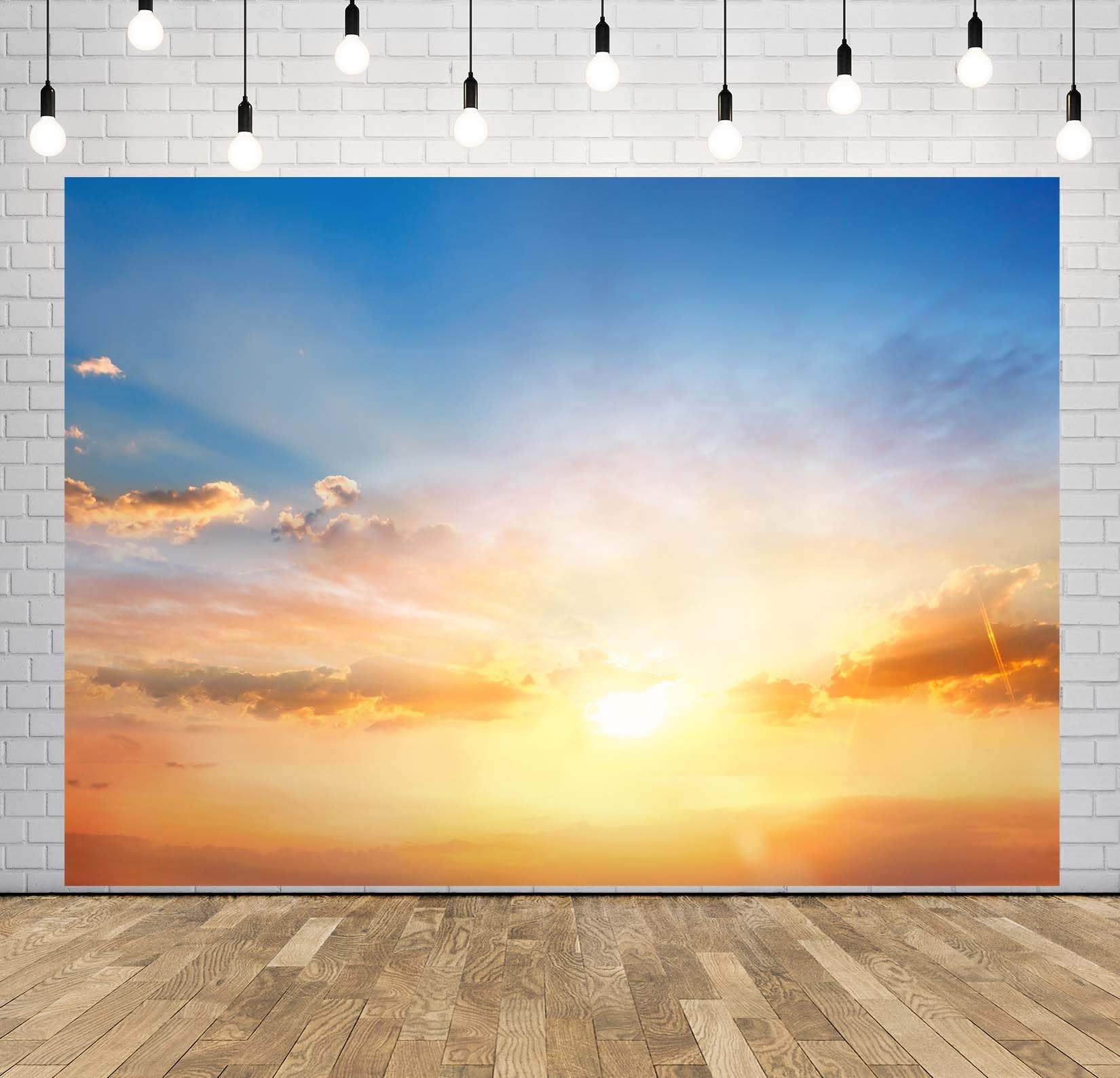 BELECO 3x2.5m Telo Sfondo cielo dorato tramonto nuvole chiare, decorazione universale per fotografie ed eventi sociali