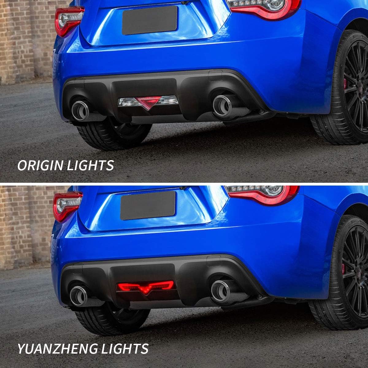 VLAND Full LED Bumper Light Compatible with Toyota GT86 2012-2019, BRZ 2013-2018, FRS 2012-2016, With Brake Reverse Fog Running Function,YAB-86-0305, Smoke Lens, US Stock