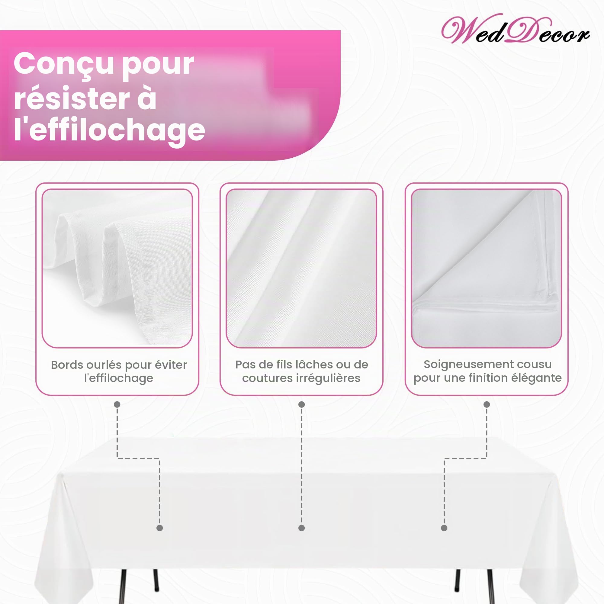 Wedding Supply - Nappe rectangulaire en coton et polyester pour mariage, salle à manger et fête d'anniversaire - 177,8 x 365,8 cm, Tissu, Lot de 5, Blanc