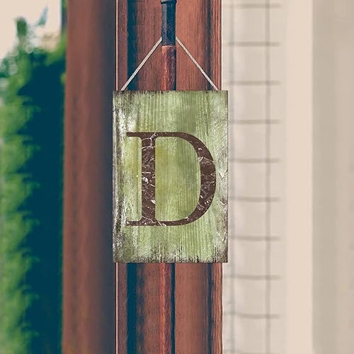 Vista 289 de Letrero colgante de madera con letra J, letrero de madera para decoración del hogar, 26 letras del alfabeto de metal, placa de madera, decoración