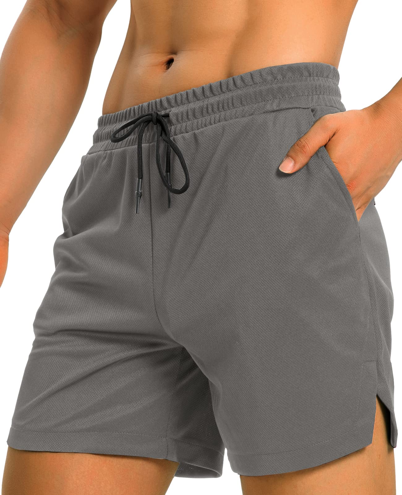 CNRUWE Mens Workout Running Shorts Lightweight Breathable Gym Athletic Shorts 5 inch Inseam Short Men with Zipper Pockets