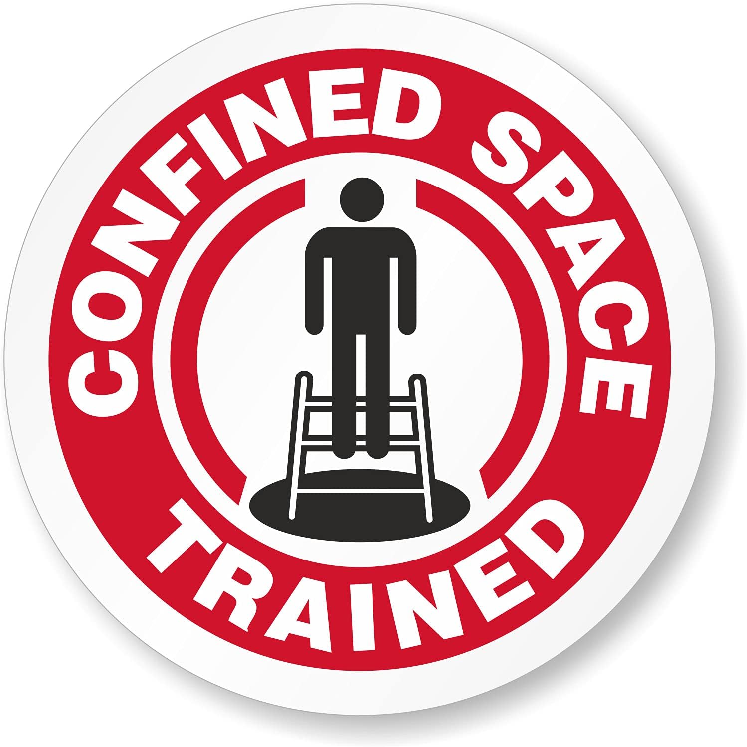 SmartSign "Confined Space Trained" Pack of 5 Hard Hat Labels | Retro-Reflective, 2" Circle