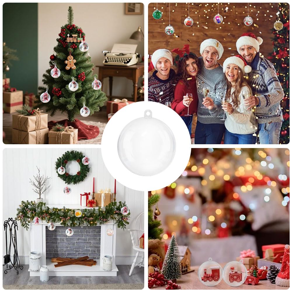 40 Piezas Ø6cm Bolas Navidad Transparentes Bola de Adorno Transparente Rellenable Bolas de Plástico Bolas de Navidad de Plástico Bricolaje Bolas Navideños para Vacaciones, Bodas, Fiestas