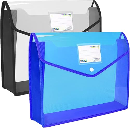 YoeeJob Carpetas de plástico tamaño legal, 2 unidades, carpeta de documentos expandible con cierre de botón a presión, sobres cartera de archivos