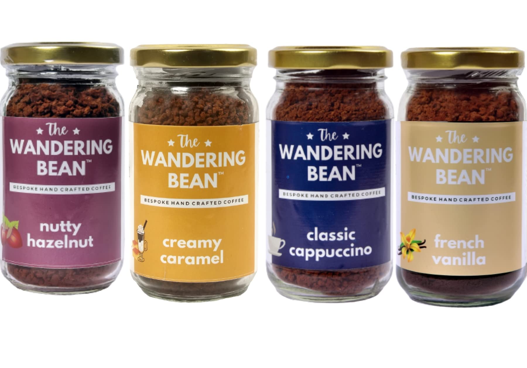 The Wandering Bean Combo Pack Flavored Instant Coffee (Hazelnut + Caramel+ French Vanilla+ Cappuccino) Combo of (4x60g) (B08Y6C4RDZ) Amazon Price History, Amazon Price Tracker