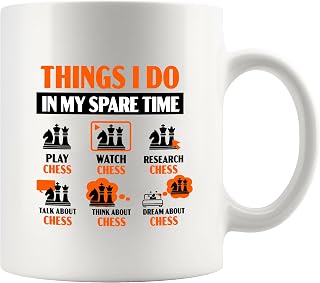 Panvola Things I Do In My Spare Time Chess Gifts Chess Player Coach Chess Lover Dad Boyfriend Husband Brother Ceramic Mug 11 oz White