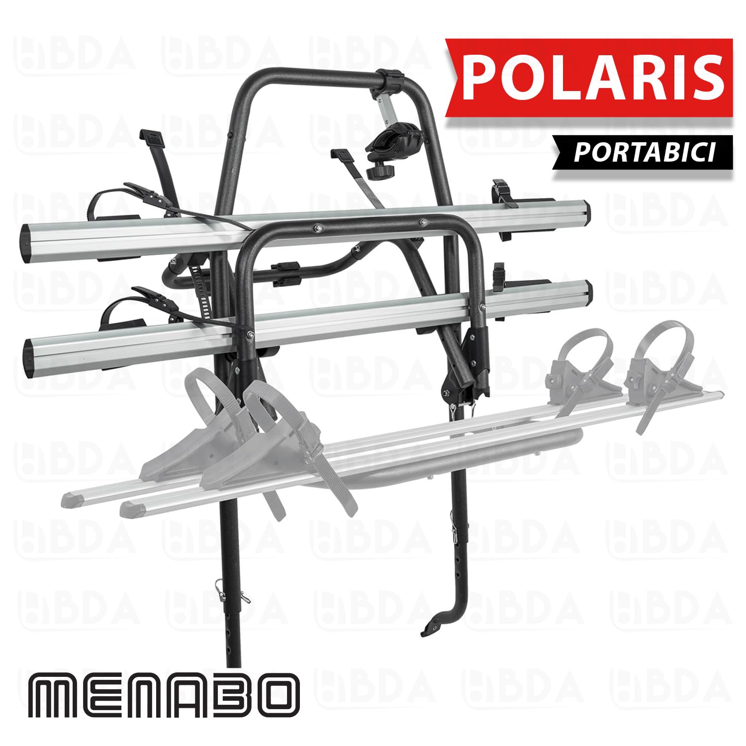 Portabici posteriore per auto da 2 bike Menabò modello POLARIS 2 in acciaio per HYUNDAI i30 (PD) Wagon 5P. dal 2016