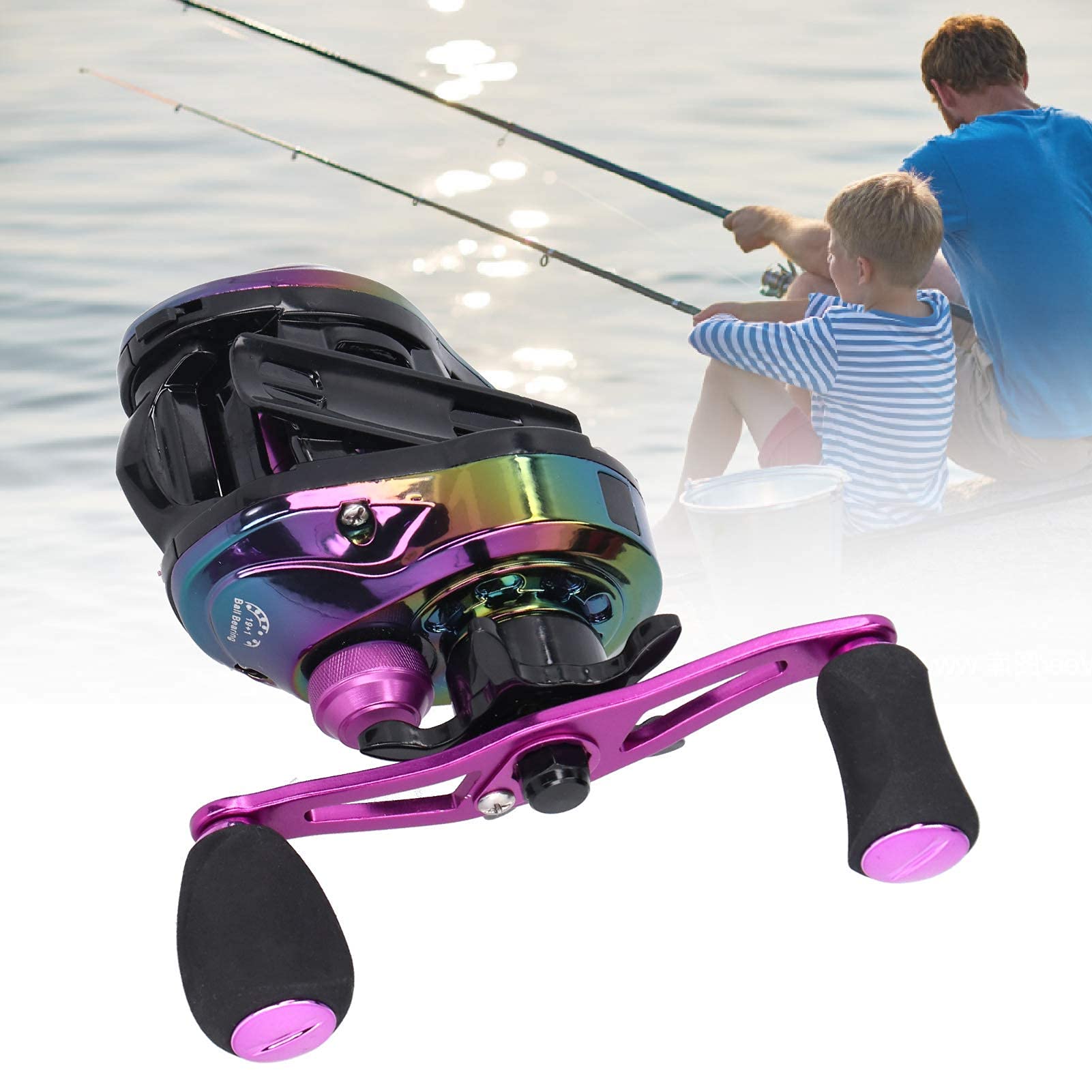 Moulinet de pêche baitcaster Reel 12 Vitesses Frein magnétique Baitcast Moulinet de pêche Rapport de Vitesse 8 . 1 : 1 Moulinet avec roulement en Acier Haspar