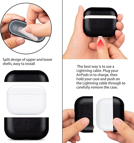 Miniatura 4 de MAOGOAM Funda de cuero para AirPods Pro 2 con botón cristal genuino curtido vegetal cera de aceite para AirPods Pro de 2 generación 2022 estilo