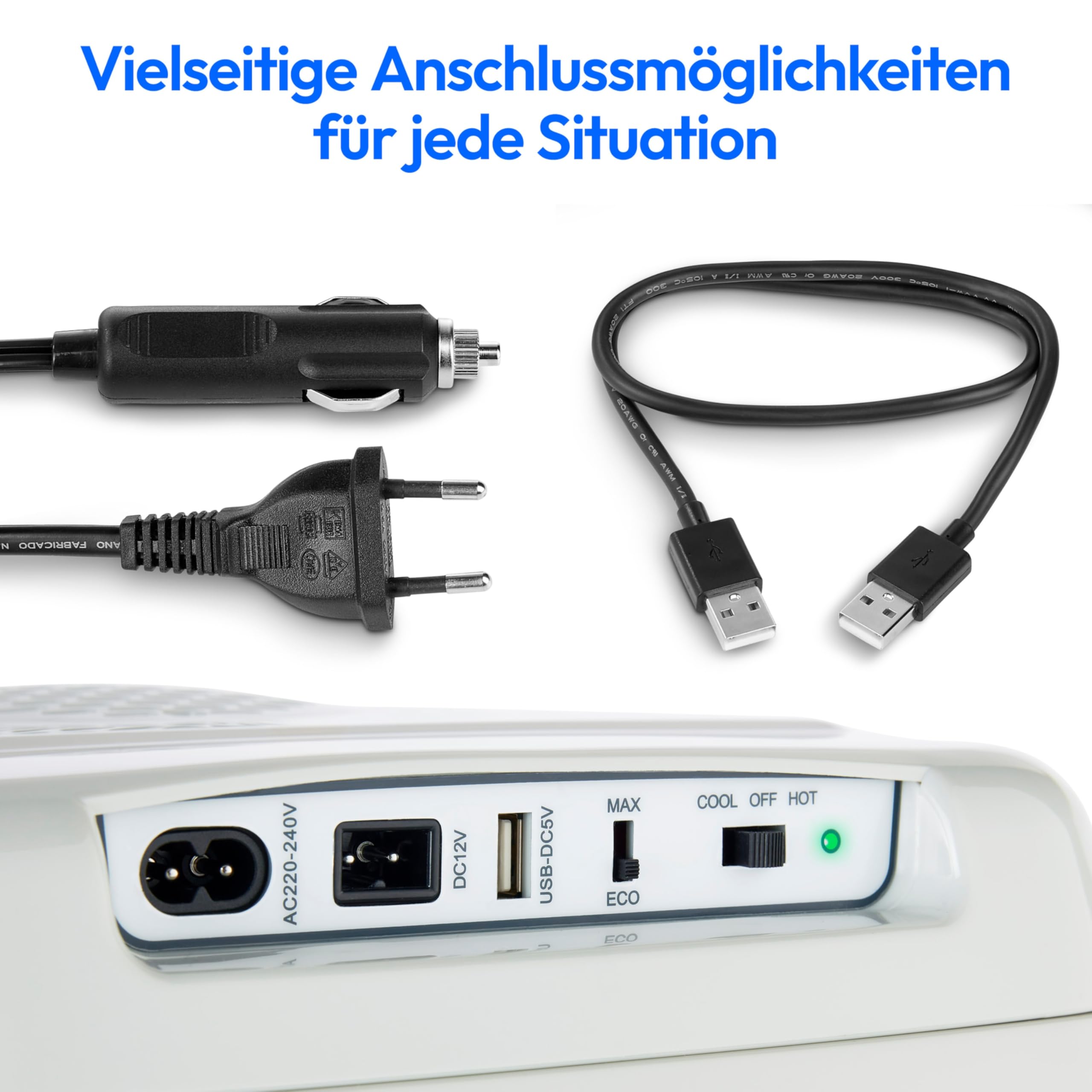 MEDION Thermoelektrische tragbare Kühlbox (25 Liter, Kühl- und Warmhaltefunktion, 12V Zigarettenanzünder 230V Netzanschluss USB - Stromversorgung, für Auto, Boot und Camping, MD10735) grau