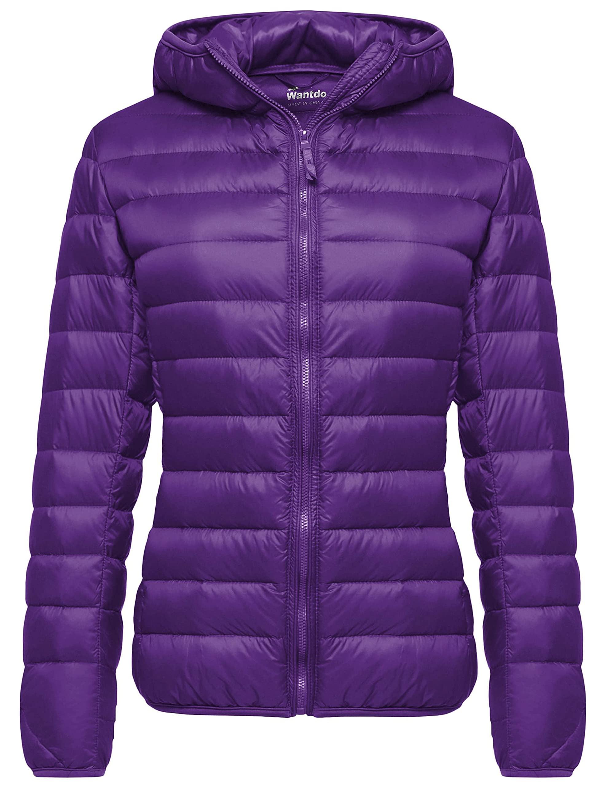 WantdoWomen's Hooded Packable Ultra Light Weight Short Down Jacket