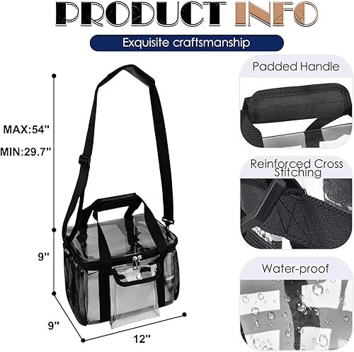 Miniatura 4 de Bolsas de almuerzo transparentes para el trabajo, 24 latas, bolsa de almuerzo transparente grande aprobada para estadios, bolsa transparente con