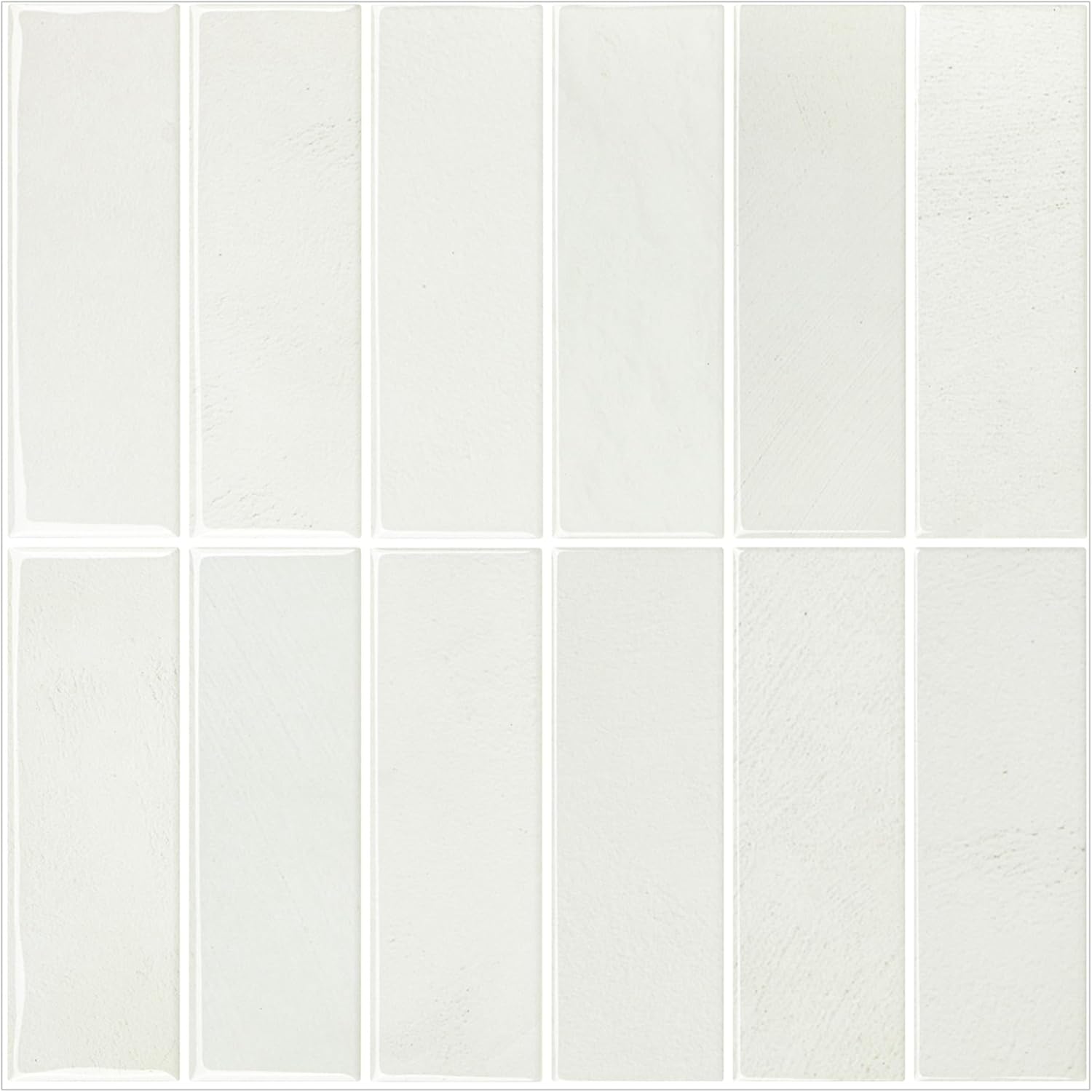 5 Pack Peel and Stick Backsplash Subway Tiles, Extra Thick 3D Wall Panels, Heat & Water Resistant, Easy DIY Kitchen, Bathroom, Laundry, Fireplace & Rental Home Wall Décor (12 x 12 in), Stone White