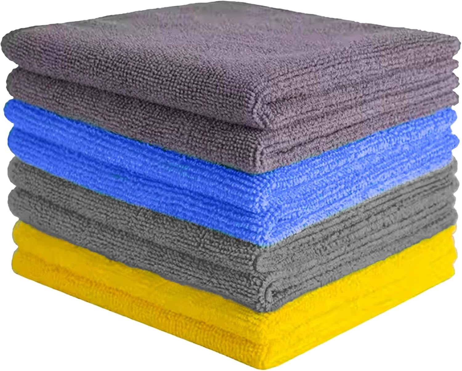 Lemon Frog Premium Microfiber Cleaning Cloths 12-Pack – Ultra Soft, Super Absorbent & Colorfast Towels for Home, Kitchen, Car & Office – Lint-Free, Streak-Free – 3 Colors (Blue, Grey, Yellow)