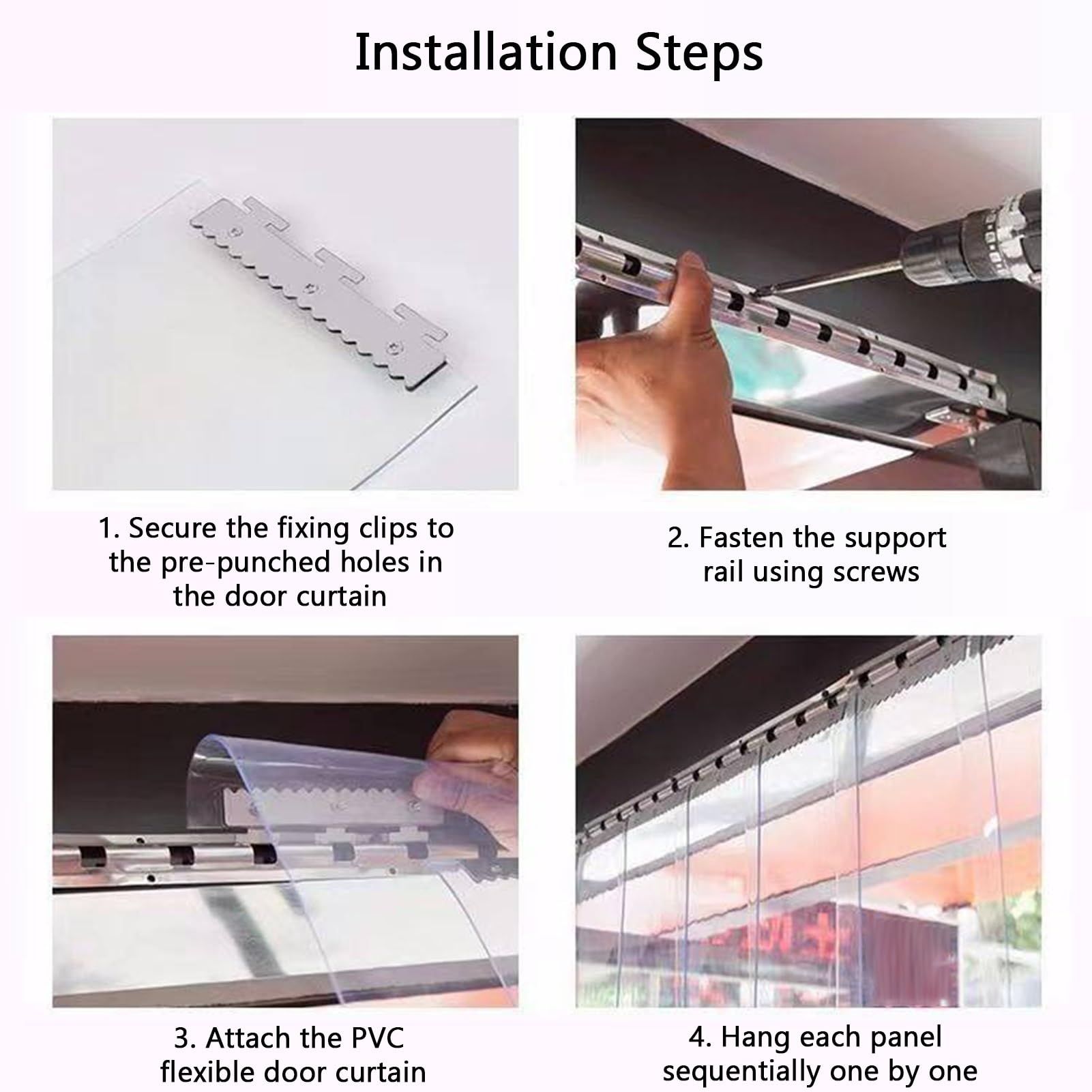 Plastiques Bande Lamelle Résistant au Vent Rideau à Lamelles Transparent Rideaux Porte Lanières PVC Entrepôt et Garage(75x210cm/29.53x82.68in)