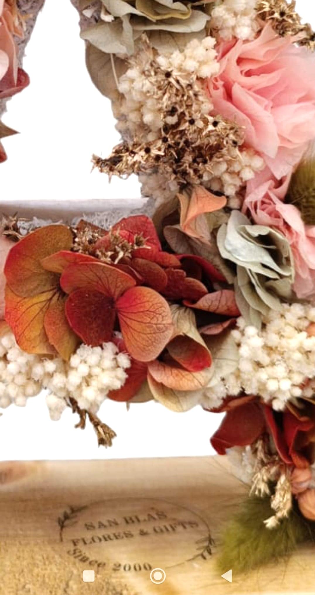 Letra de Flores Preservadas Naturales en Tonos Suaves y Toques Dorados. Todo ABCedario. con peana de Madera. Originalidad y Calidad para Todas Ocasiones y decoración. (tonos suaves-dorado, LETRA V)
