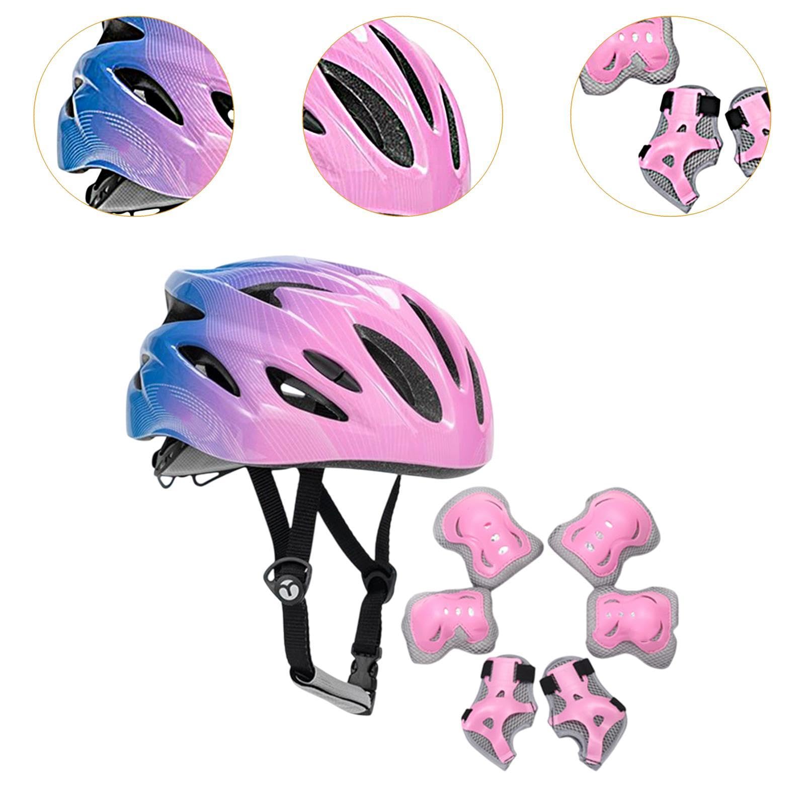Gralara Set di Caschi da Bici per Bambini con Ginocchiere, Casco Leggero E Regolabile per Pattinaggio a Rotelle, per Skateboard, Pattini a Rotelle All'ape