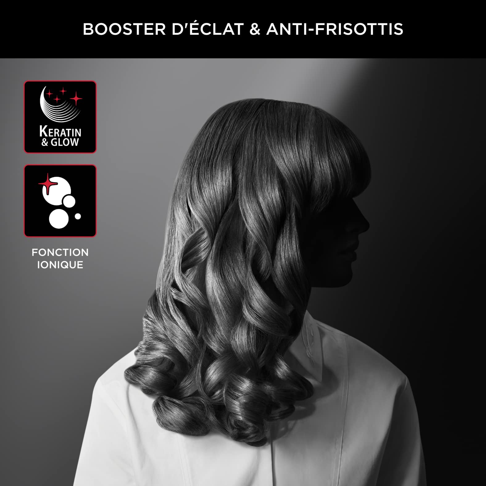 Rowenta x Karl Lagerfeld CF635L Express Style spazzola ad aria calda | 5 in 1 | rivestimento cheratina & Glow | costante 60°C | tutti i tipi di capelli | accessori completi | nero/rosso