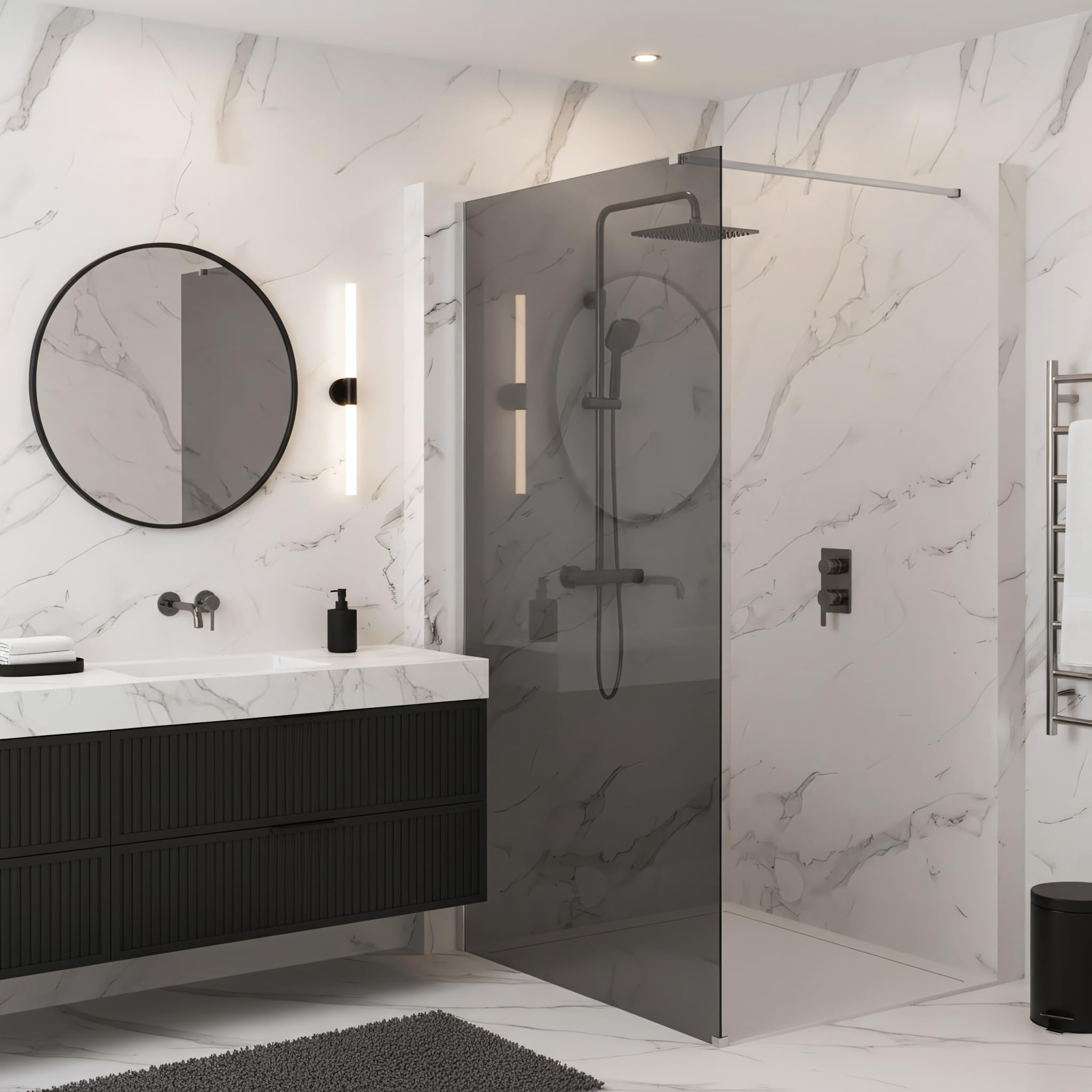 Rea ścianka prysznicowa Flexi Grey 80, Chrom
