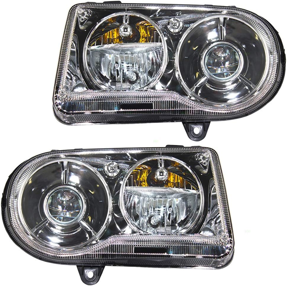 Brock Replacement Set Driver and Passenger Halogen Headlights Compatible with 2005