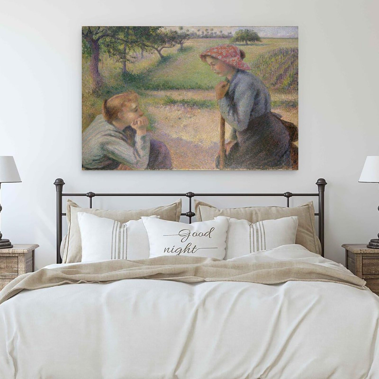 Camille Pissarro - Póster de dos jóvenes campesinas para pared, impresiones fotográficas, pinturas para decoración del hogar, 40,6 x 61 cm