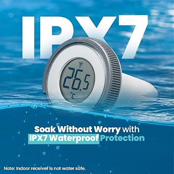 Zuprime Pool Thermometer Wireless with Batteries - IPX7 Waterproof Floating Hot Tub Thermometer - Easy-Read Digital Temperature Gauge with Indoor Display - Ideal for Outdoor Ponds & Swimming Pools