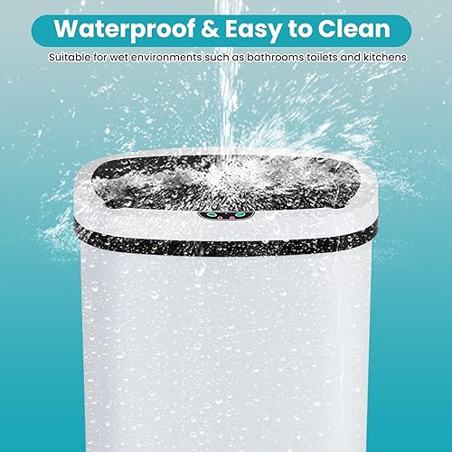 Miniatura 2 de Bigacc Cubo de basura automático de 13 galones con tapa, sensor de movimiento sin contacto, higiénico, control de olores, cubo de basura impermeable