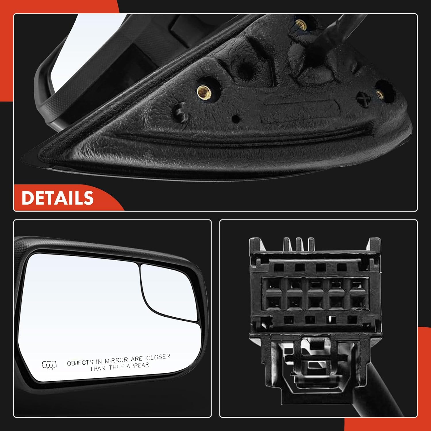 A-Premium Passenger Side Power Door Mirror - Compatible with Chevrolet Equinox & GMC Terrain, 2010-2017 - Heated Manual Folding Black Outside Rear View Mirror