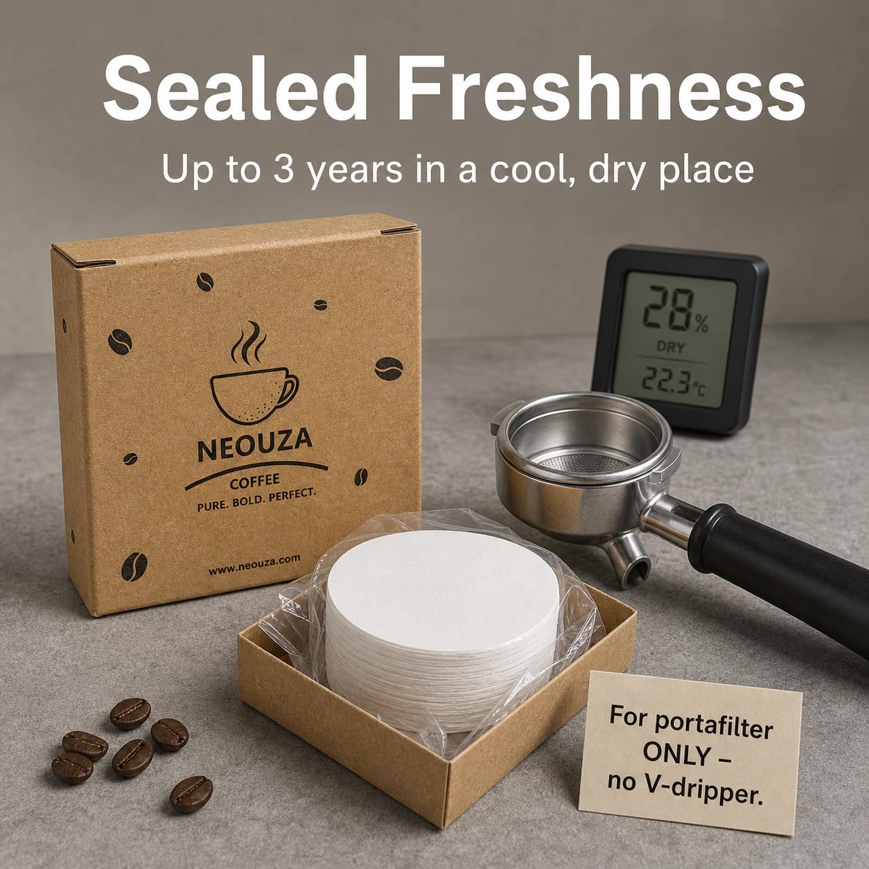 NEOUZA Filtr papierowy do kawy okrągły 500 szt. do ekspresu do espresso Portafilter Moka Pot Niebielony jednorazowy ekran krążka (53 mm)