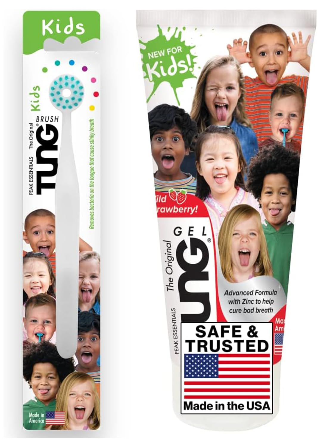 Peak Essentials | Los kits originales de limpieza de lengua para niños | Lucha contra el mal aliento | Fabricado en Estados Unidos (juego de 1)