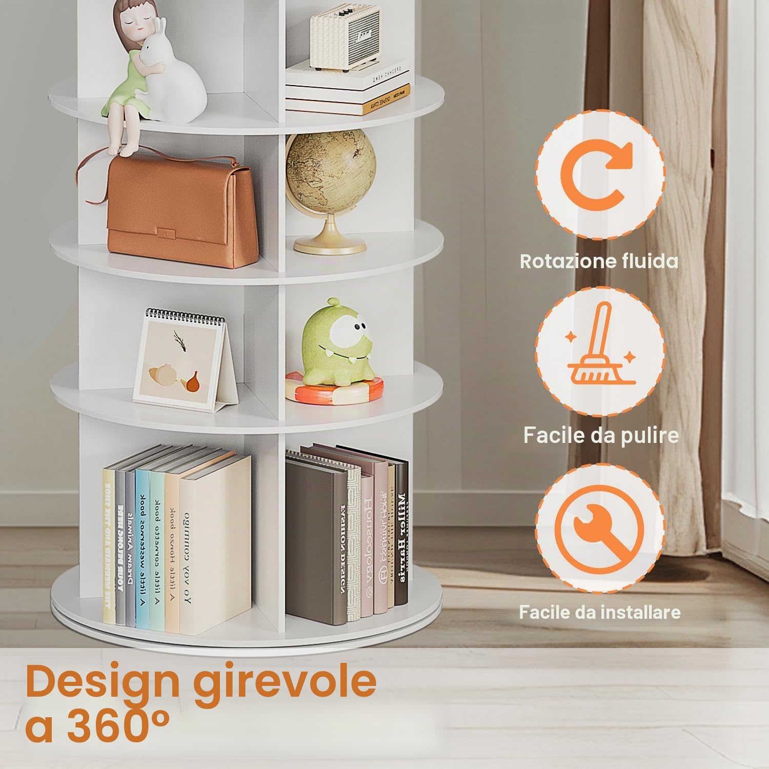bimiti Scarpiera girevole a 7 livelli, armadietto girevole, scarpiera girevole a 360 gradi, giostra rotonda, organizer salvaspazio, borsa verticale, organizzazione scarpiera