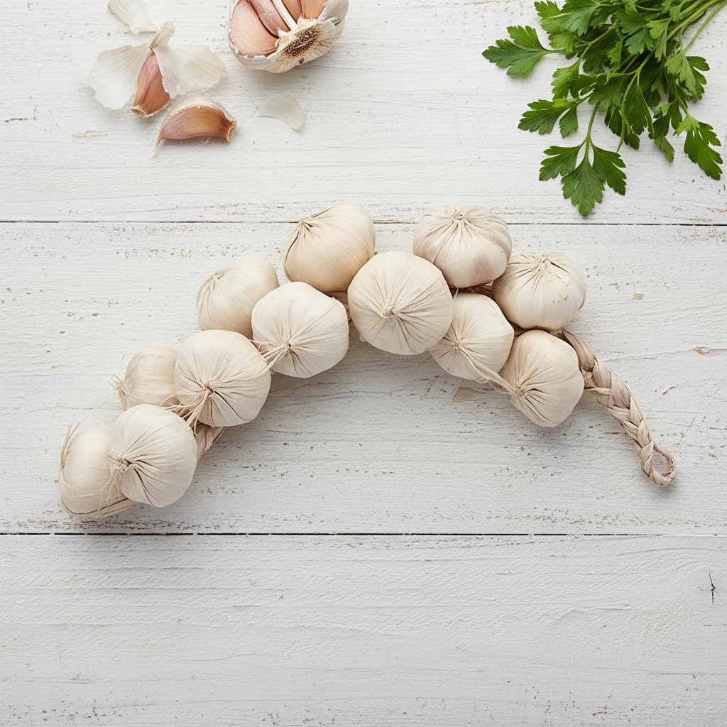 Artificial Garlic String - Lifelike Vegetable Decor for Kitchen Display Staging for Farmhouse Tabletop Accents